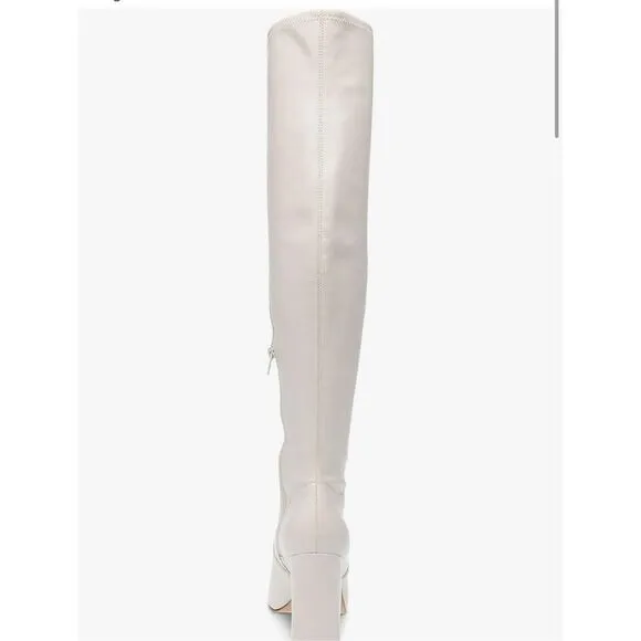 Wild Pair Eileene White Bone Size 9 Faux Leather Pointed Toe Knee High Boots W