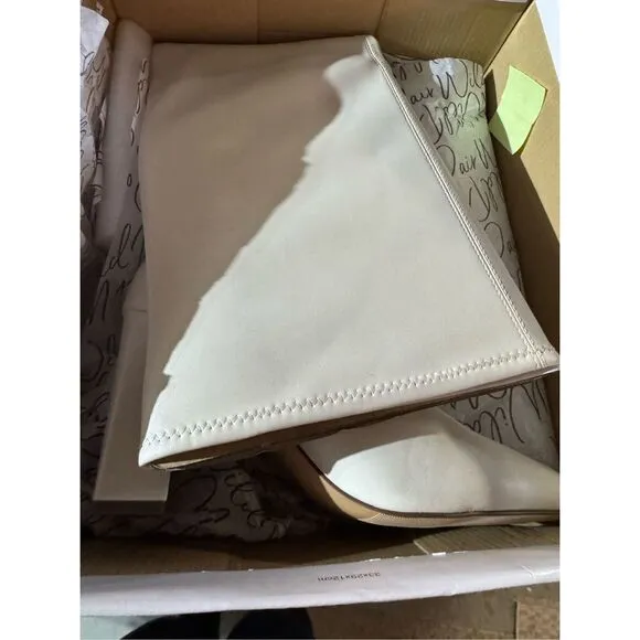 Wild Pair Eileene White Bone Size 9 Faux Leather Pointed Toe Knee High Boots W