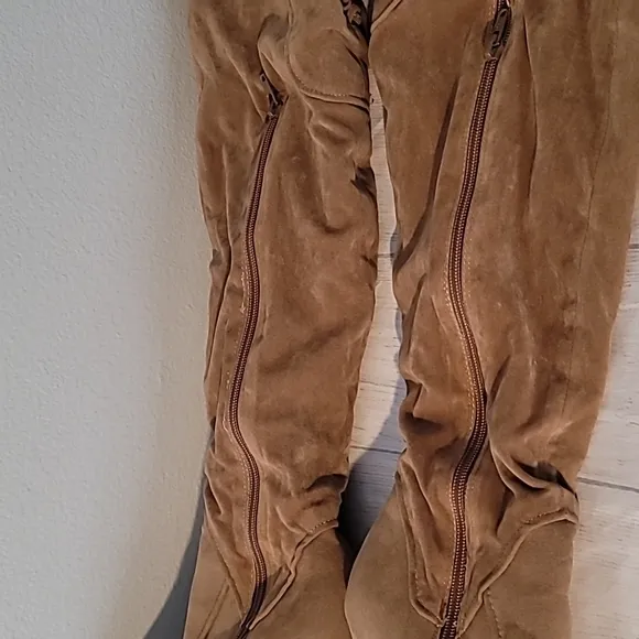 Wild pair over the knee long suede stilettos heels boots