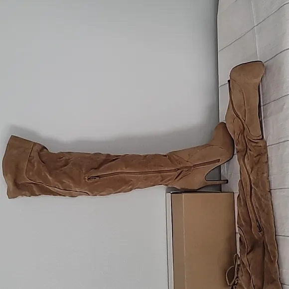 Wild pair over the knee long suede stilettos heels boots