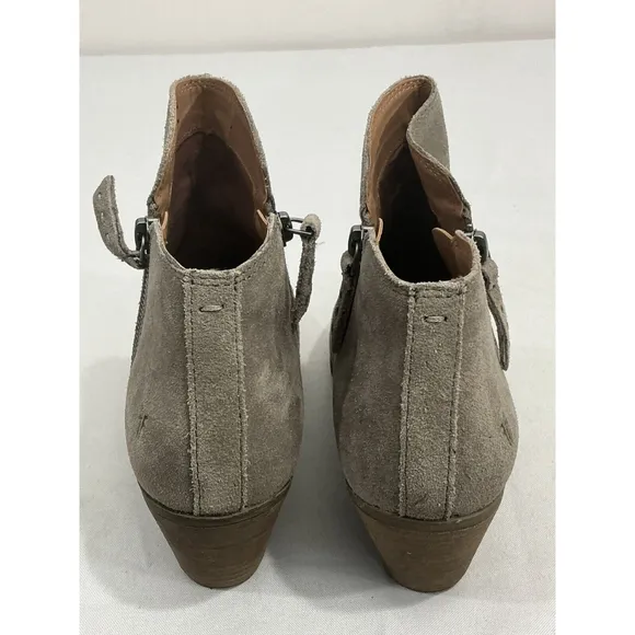 Womans Frye 8.5 M Taupe Suede Zip Ankle Western Boho Boots