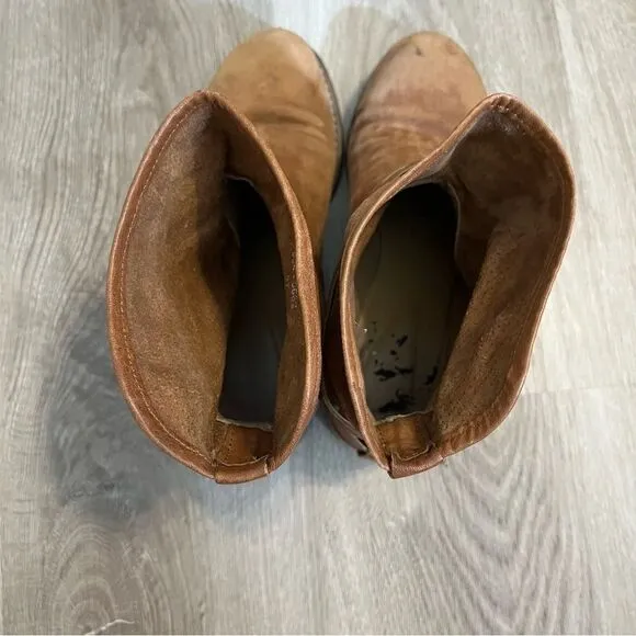 Women's Cuoio Vero Camel Brown Leather Short Boots Booties