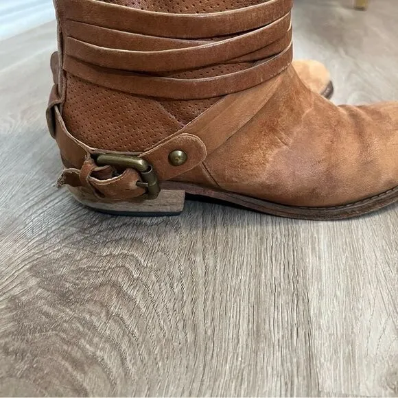 Women's Cuoio Vero Camel Brown Leather Short Boots Booties
