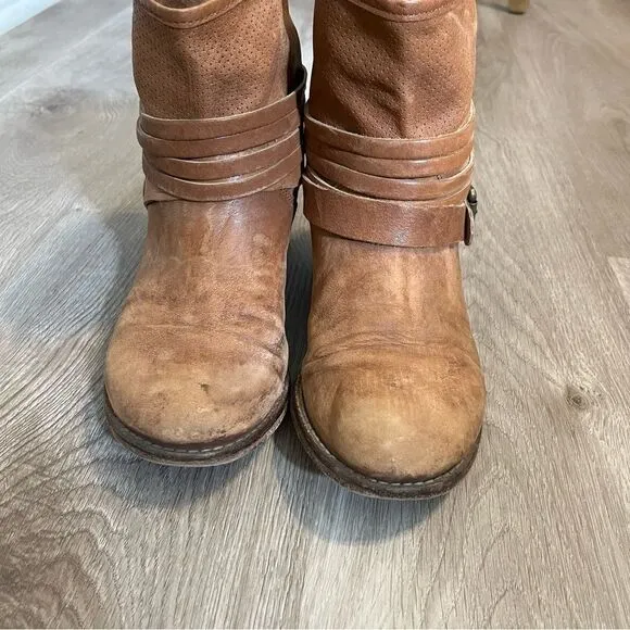 Women's Cuoio Vero Camel Brown Leather Short Boots Booties