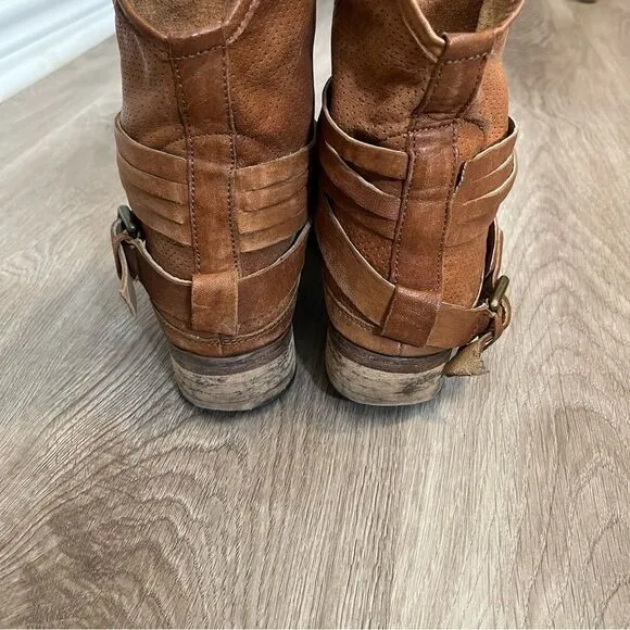 Women's Cuoio Vero Camel Brown Leather Short Boots Booties