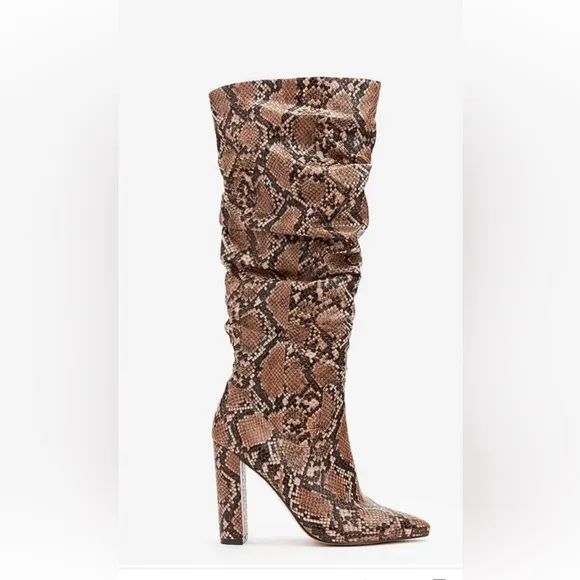 Womens Express Faux Snakeskin Slouchy Boots Size 7