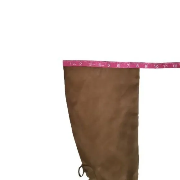 Women's Faux Suede Zipper Block Heel Wide Calf Boot Brown Size 7.5 NWOT