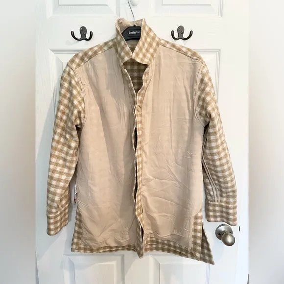 Women’s Frame tan/cream gingham plaid suit jacket sz XS (runs large)