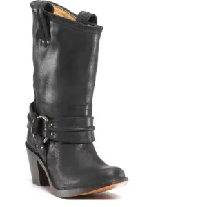 Women's Frye &quot;Carmen Harness&quot; Short Black Leather Boots 9