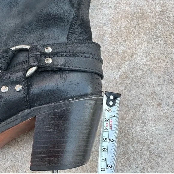 Women's Frye &quot;Carmen Harness&quot; Short Black Leather Boots 9