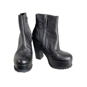 Women's Just Cavalli Platform Ankle Boots Shoes Heels Size 7.5  38 Black Leather