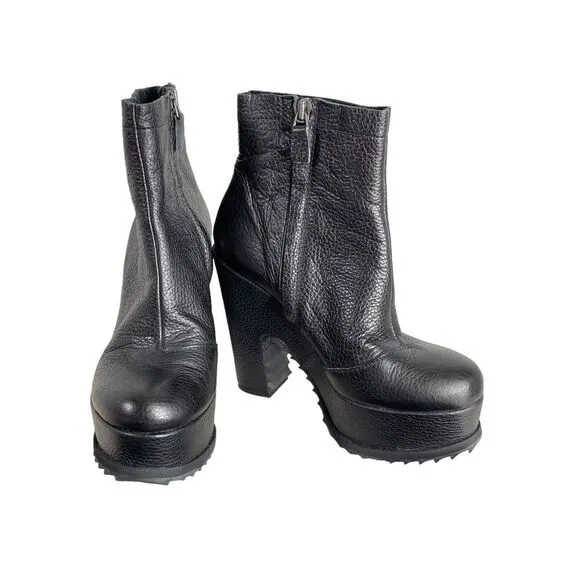 Women's Just Cavalli Platform Ankle Boots Shoes Heels Size 7.5  38 Black Leather
