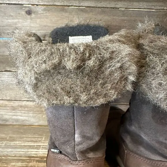 Womens‎ Keen Helena Brown Leather Faux Fur Waterproof Winter Boots Size 5 M GUC