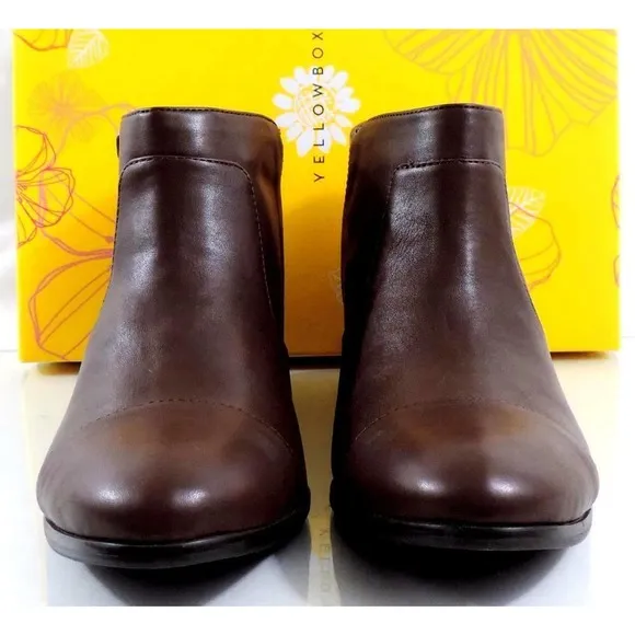 Women's Shoes Yellow Box OAK Ankle Boots Booties Studded Zip Brown Size 8.5
