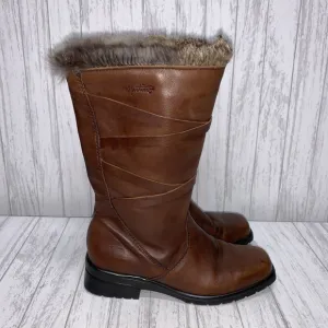 Womens Size 7 Martino Fur Top Brown Leather Boots EUC