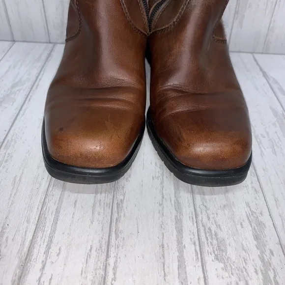 Womens Size 7 Martino Fur Top Brown Leather Boots EUC