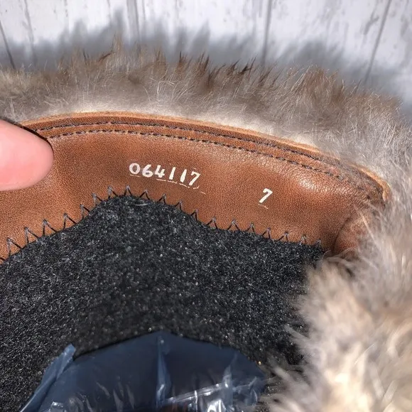 Womens Size 7 Martino Fur Top Brown Leather Boots EUC