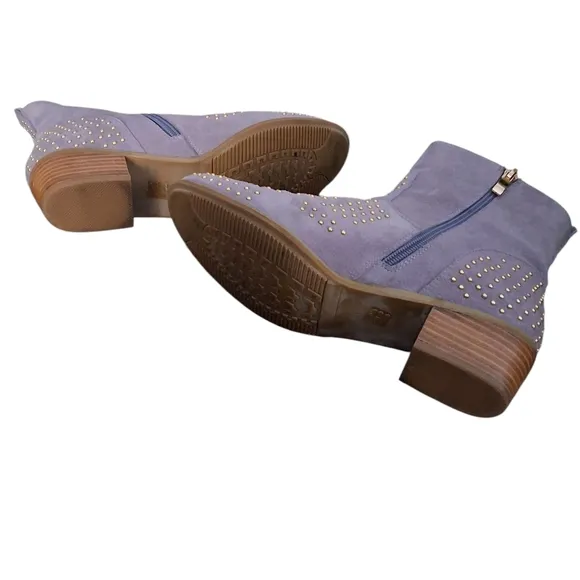 Women's Suede Ankle Boots - Studded Design