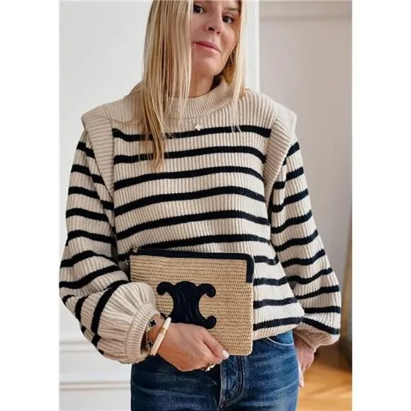 Women's Sweaters Casual Winter Long Lantern Sleeve Crewneck Blouse