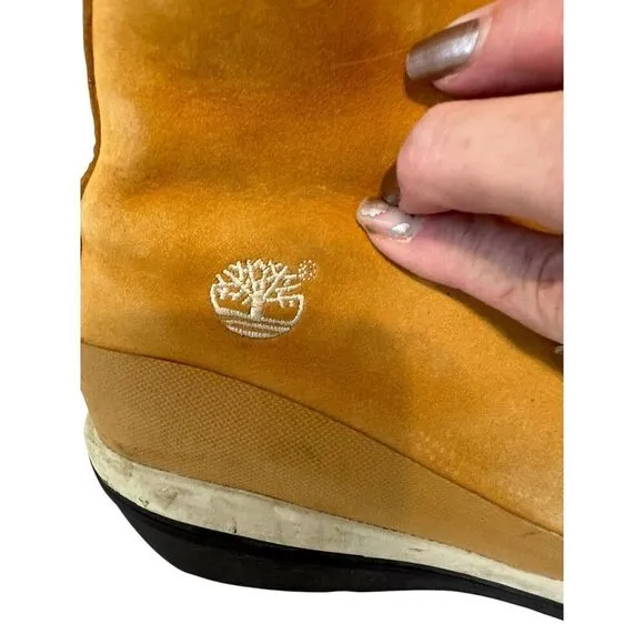Women's Timberland Wheat Leather Faux Fur 14&quot; Boots Sz 11
