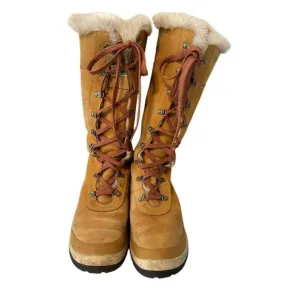 Women's Timberland Wheat Leather Faux Fur 14&quot; Boots Sz 11