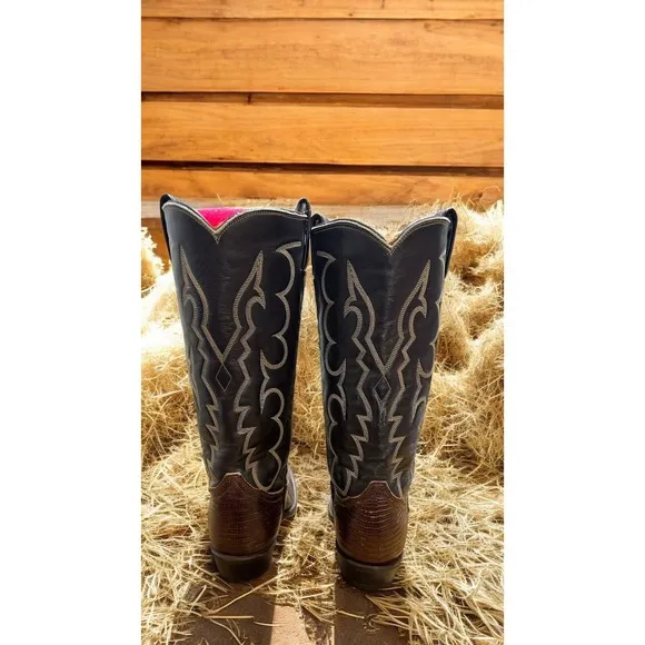 Women's Tony Lama Lizard skin Leather Cowboy Western Boots Great Condition  7 C