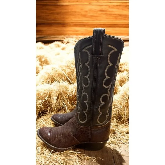 Women's Tony Lama Lizard skin Leather Cowboy Western Boots Great Condition  7 C