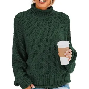 WOMENS Turtleneck Sweaters Batwing - Green