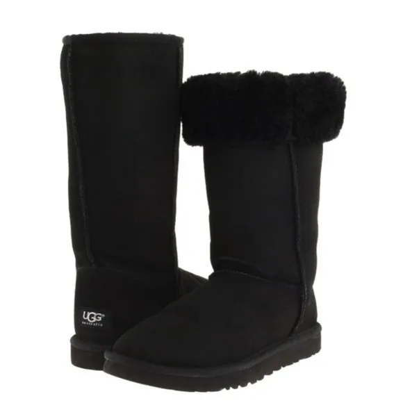 Women's UGG Australia Classic Tall Black Boots Iconic S/N 5815 Size 7 VGC