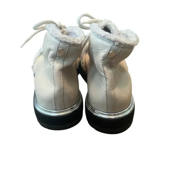 Women's White AGL Ankle Boots with faux fur trim