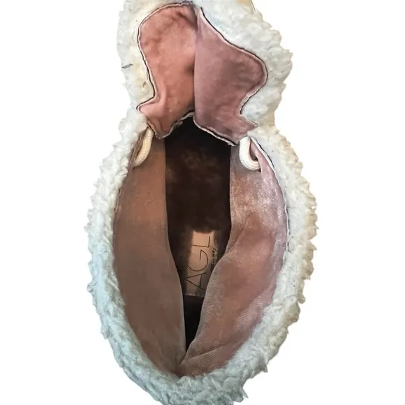 Women's White AGL Ankle Boots with faux fur trim