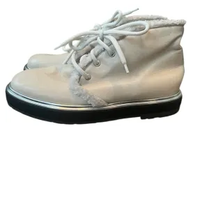 Women's White AGL Ankle Boots with faux fur trim