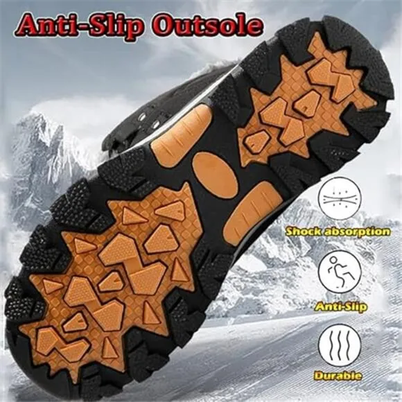 Women's Winter Boots Fur Lined Snow Boots Anti-Slip Ankle Boot, Black