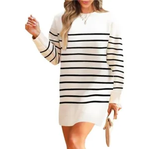 Women's Winter Long Sleeve Dress Oversized Tunic Sweater, Beige
