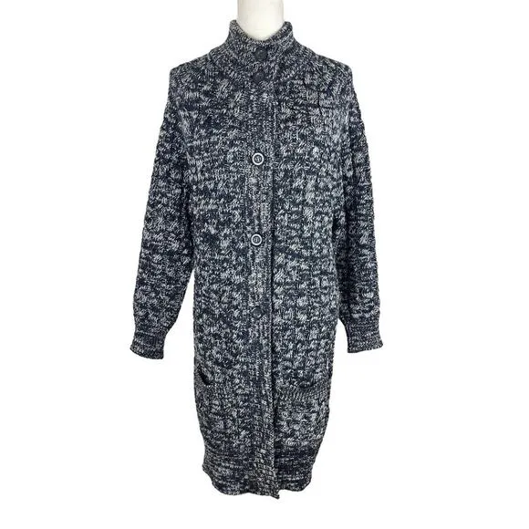 Woolovers Cashmere Merino Aran Coatigan Coat Cardigan Chunky Knit Size Large