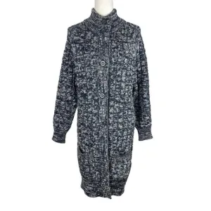 Woolovers Cashmere Merino Aran Coatigan Coat Cardigan Chunky Knit Size Large