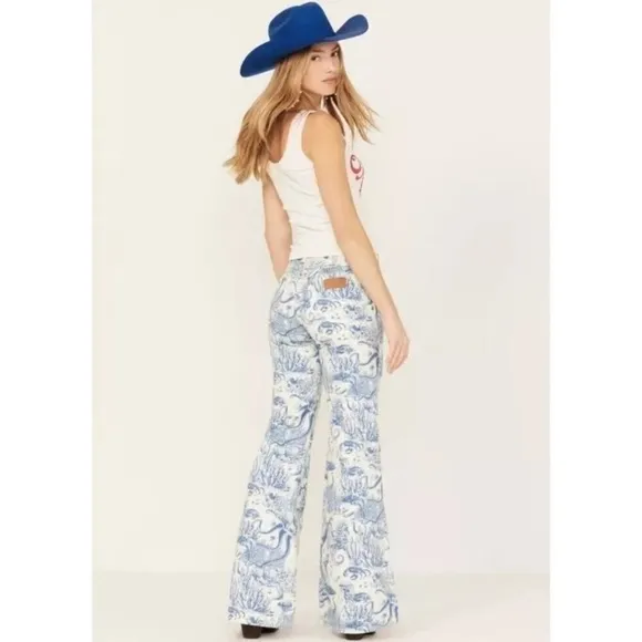 Wrangler Wander High Rise Sailing Seven Seas Flare Jeans 24/34