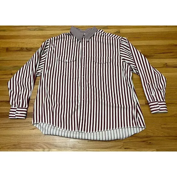 Wrangler X Long Tails Western 2x36 Shirt Men's White Striped Brushpopper