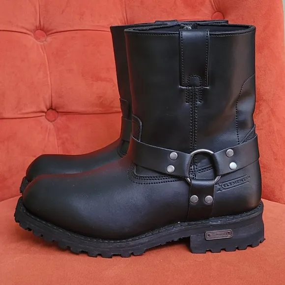 Xelement 1502 Men's Zipper Black Harness Motorcycle Boots Size 9.5