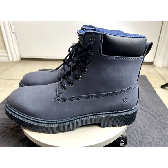 XRAY Men's Marion Faux Leather Lugged Sole Ankle Boots Navy Combat SZ 12:NWT