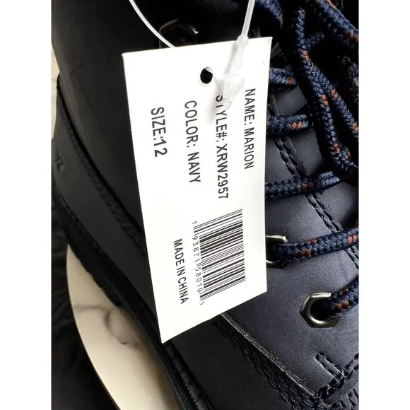 XRAY Men's Marion Faux Leather Lugged Sole Ankle Boots Navy Combat SZ 12:NWT