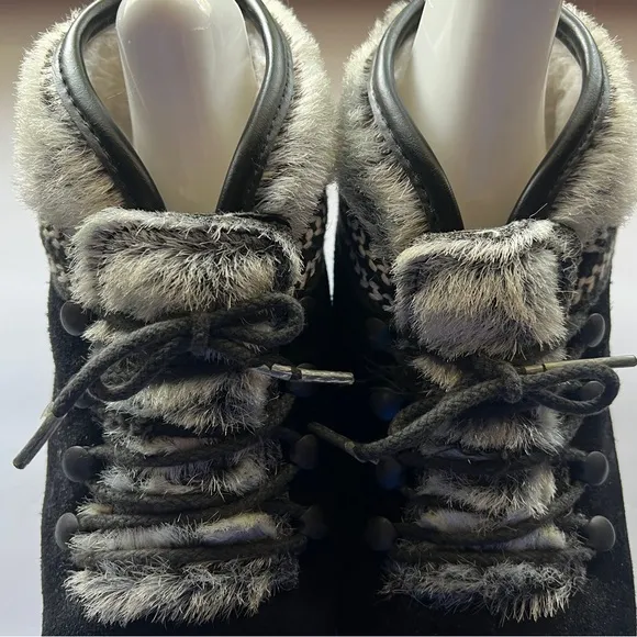 Yodelers Suede Faux Fur Boots Booties Size 8 Black