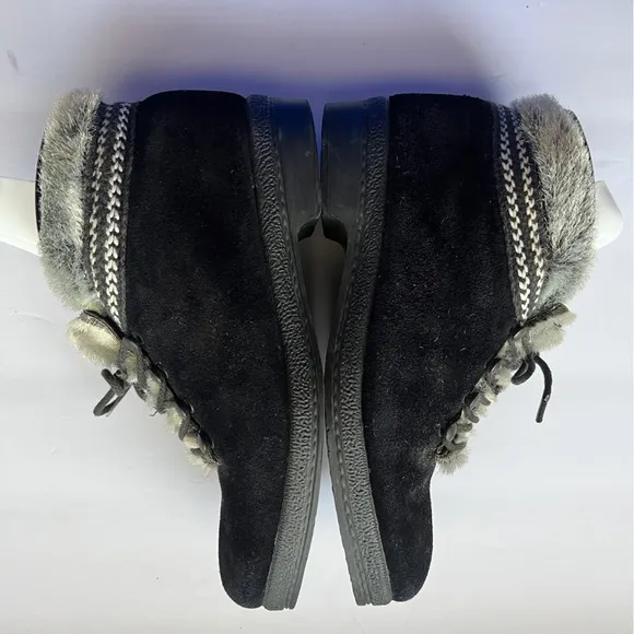 Yodelers Suede Faux Fur Boots Booties Size 8 Black