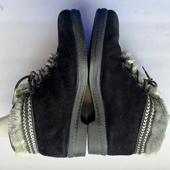 Yodelers Suede Faux Fur Boots Booties Size 8 Black