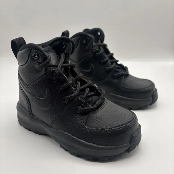 Youth Grade-School Nike Manoa'17 Leather Boots Triple Black (HF0750 001) 8C