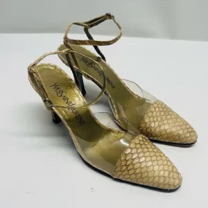 Yves Saint Laurent vintage snake print heels shoes size 7.5