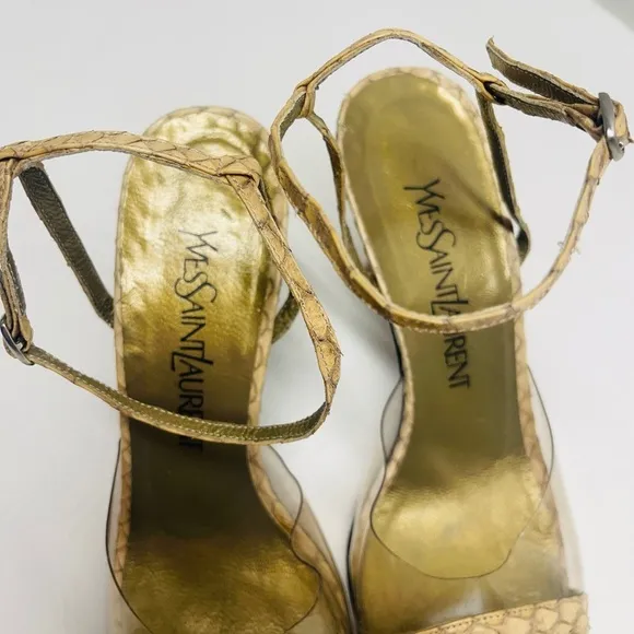 Yves Saint Laurent vintage snake print heels shoes size 7.5