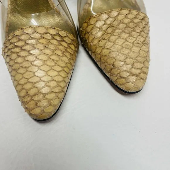 Yves Saint Laurent vintage snake print heels shoes size 7.5