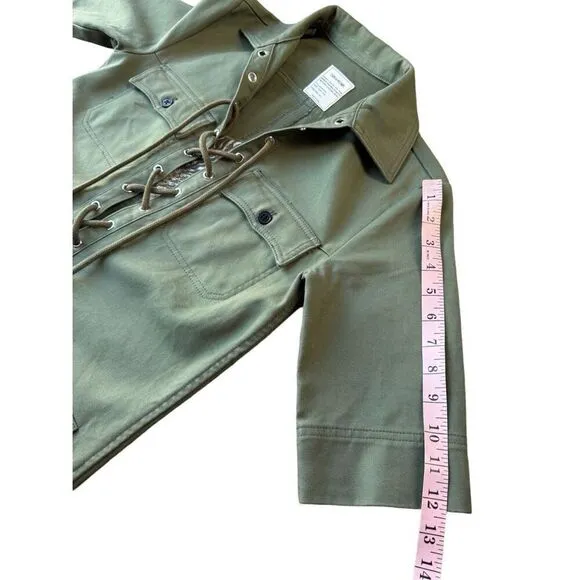 ZADIG &amp; VOLTAIRE Green Military Lace Up Shift Dress With Embroidered Tiger