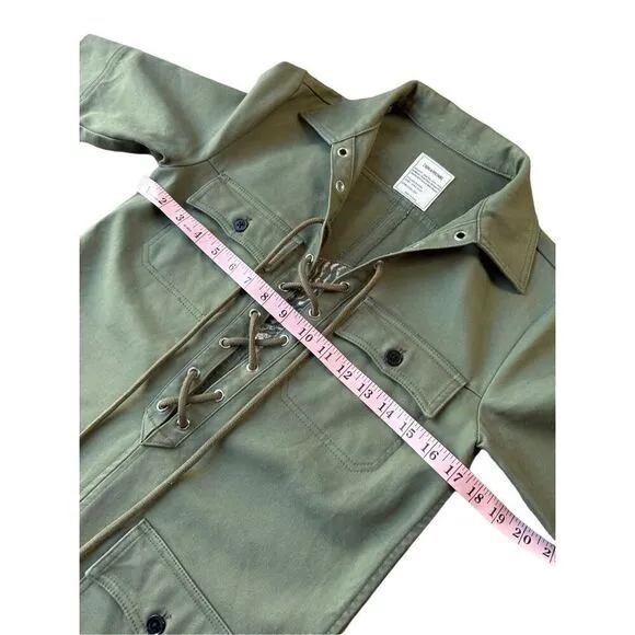 ZADIG &amp; VOLTAIRE Green Military Lace Up Shift Dress With Embroidered Tiger